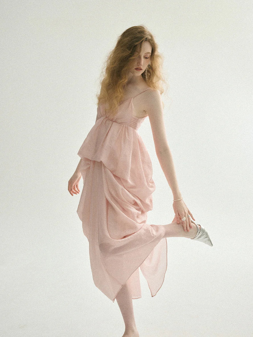 Ethereal Blush Draped Gown