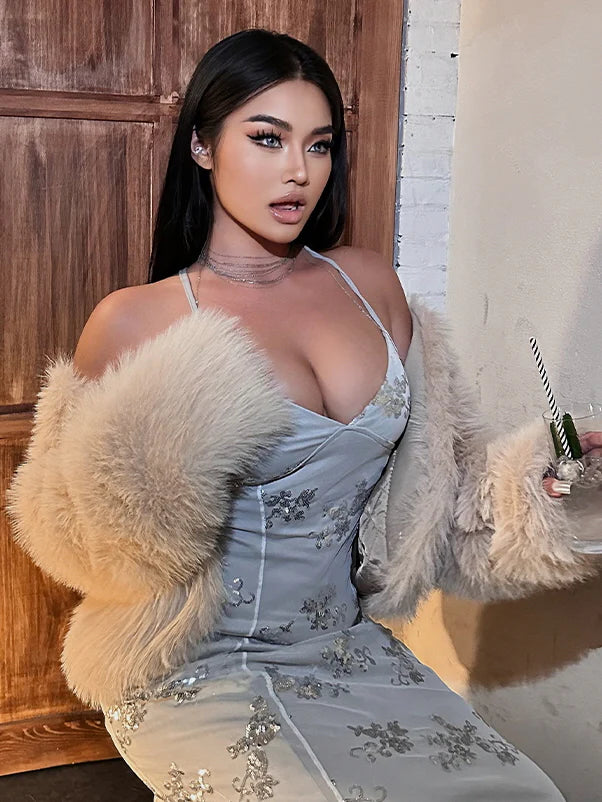 Frosted Bloom Sequin Tulle Gown