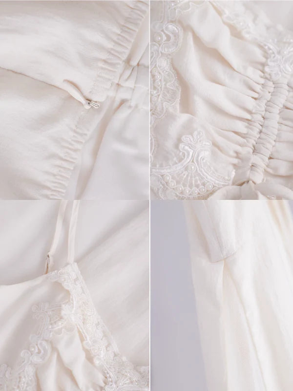 Ivory Lace and Pleats Princess Dress