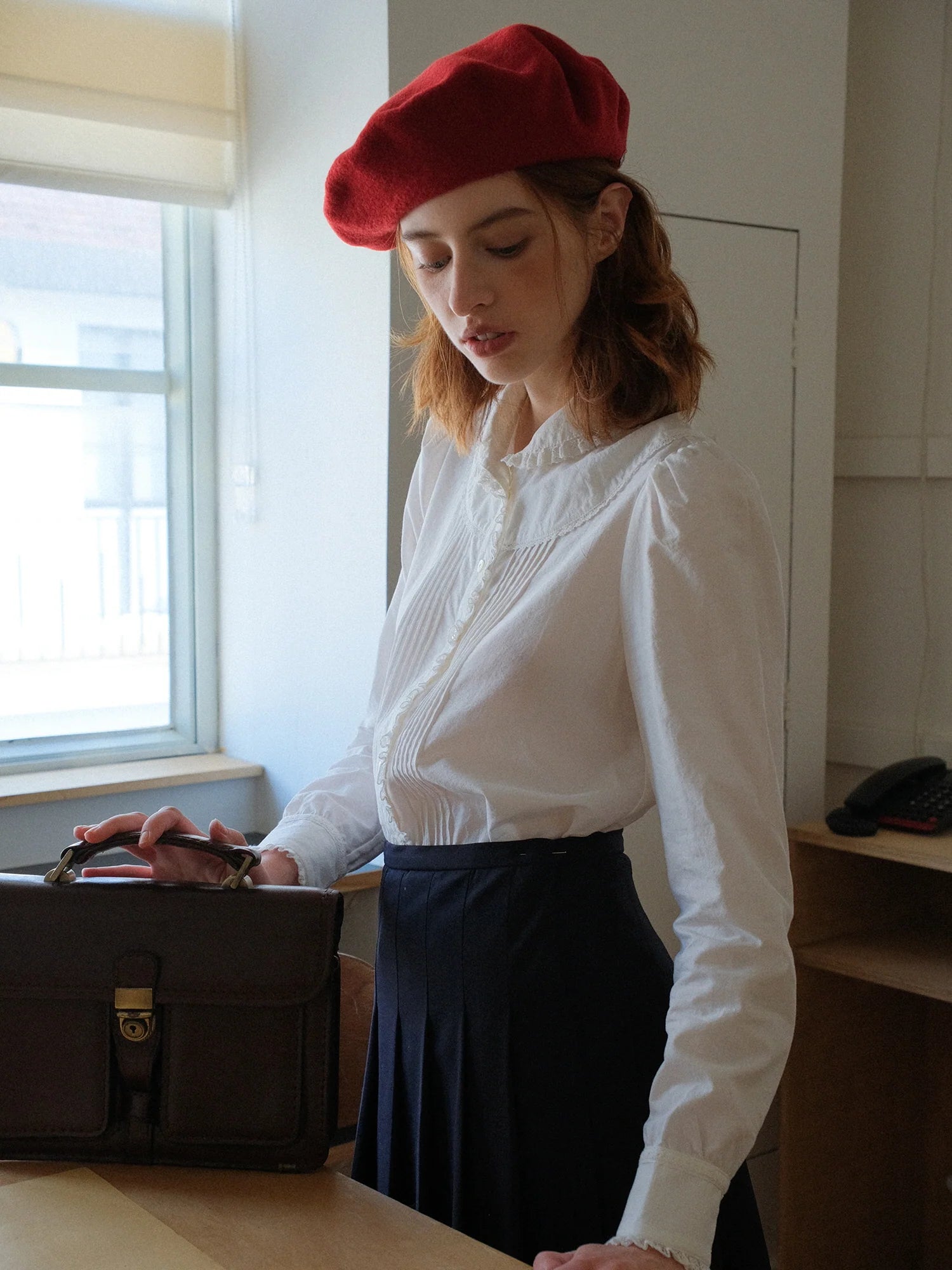 Vintage White Ruffle Collar Blouse