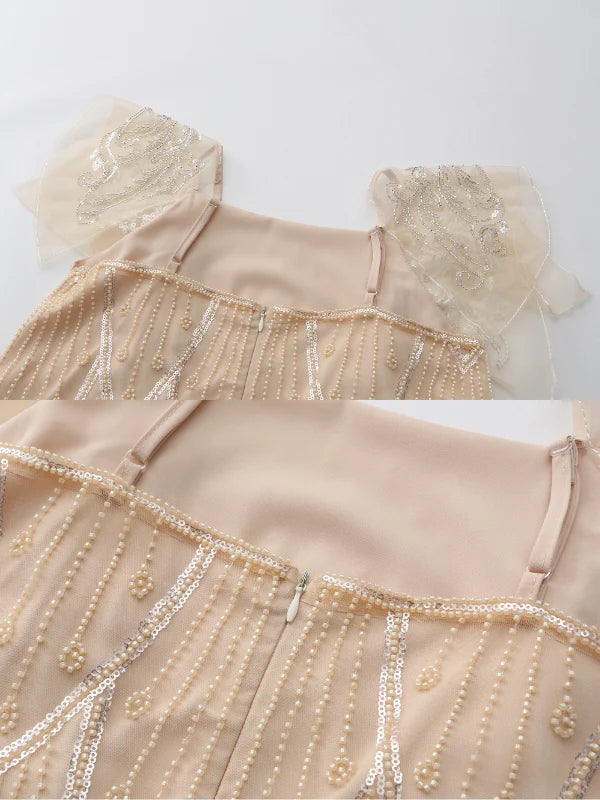 Golden Hour Sequin Mesh Slip Dress