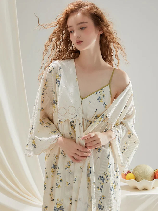 Ethereal Blossom Cotton Nightgown Set