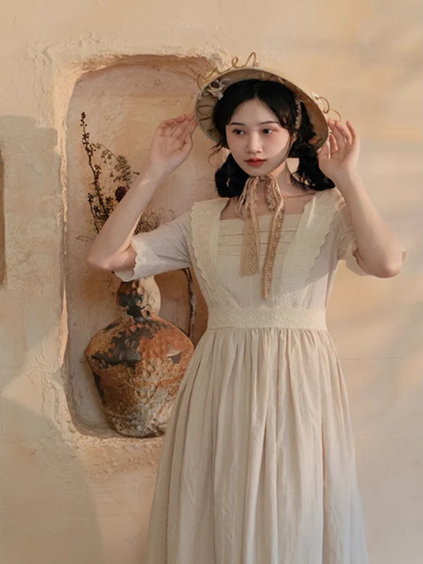 Ivory Elegance Lace-Adorned Dress