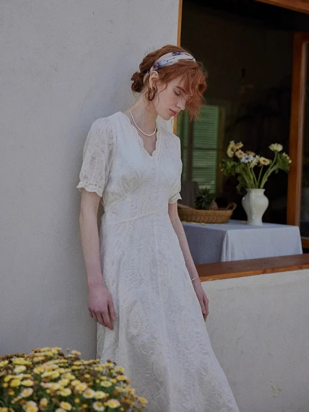 Romantic Garden Lace Embroidered Dress