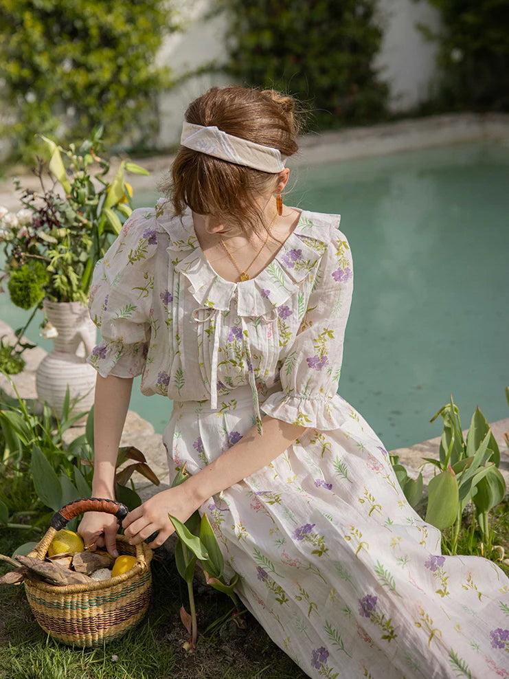 Olivia's Purple Flower Cottage Skirt