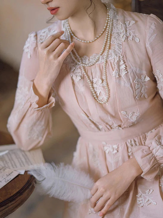 Sophia's Vintage Lace Pink Dress