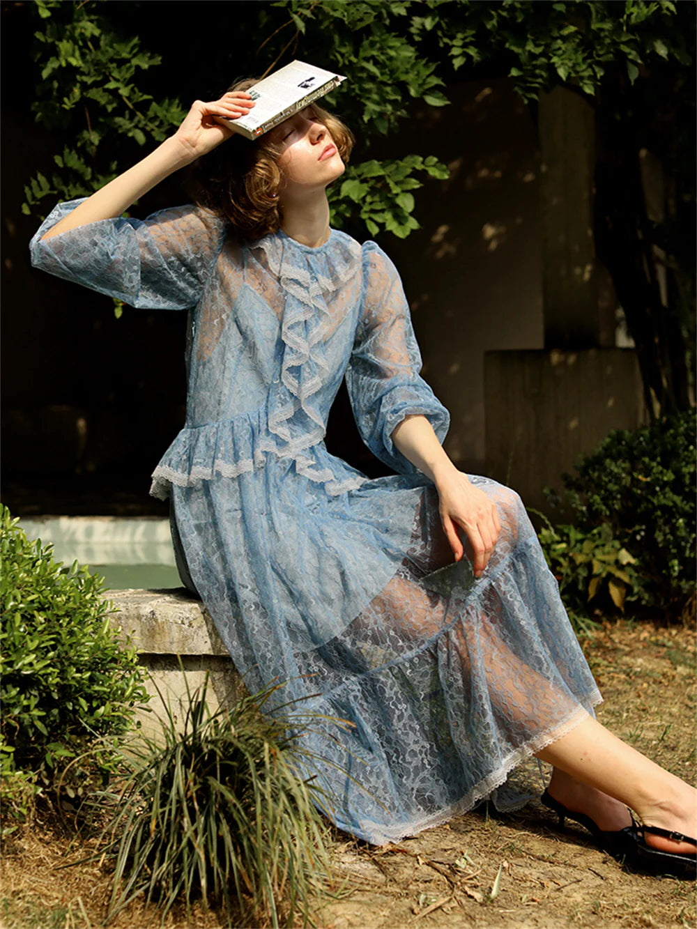 Ethereal Blue Lace Fairy Dress