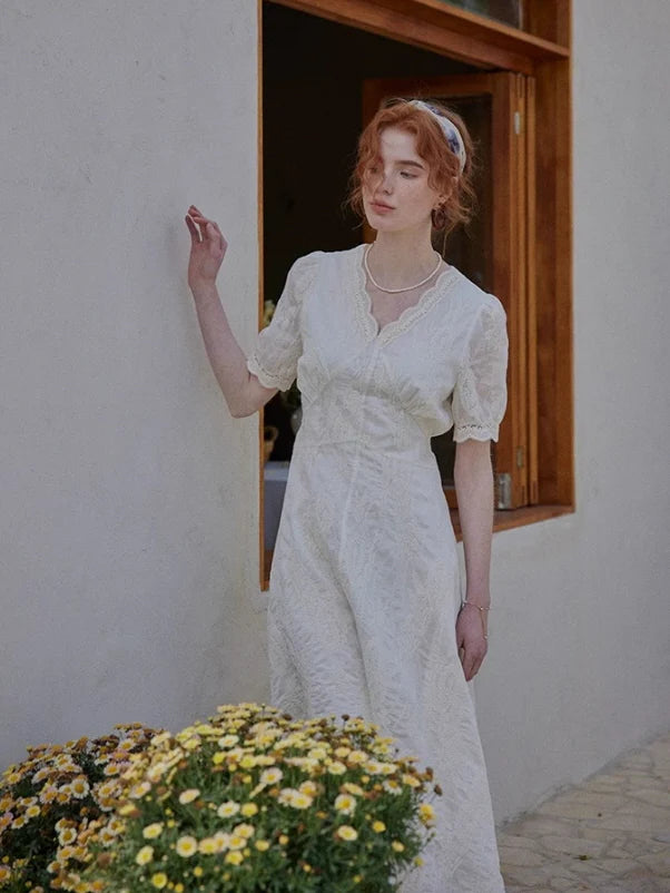 Romantic Garden Lace Embroidered Dress