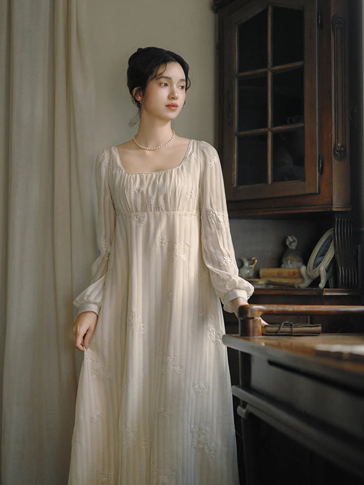 Square Neck Embroidered Fairy Dress