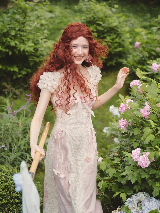 Enchanted Rose Garden Lace-Up Dress