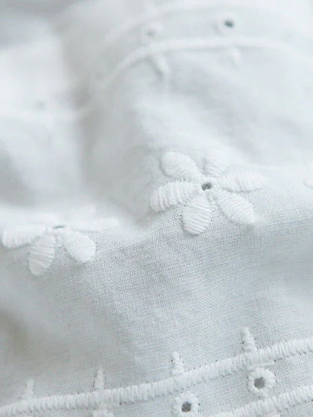 Vintage Daisy Embroidered Cotton Blouse