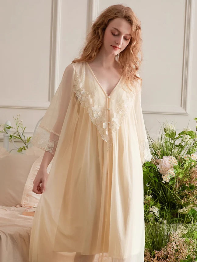 Blush Lace Fantasy Nightgown Set