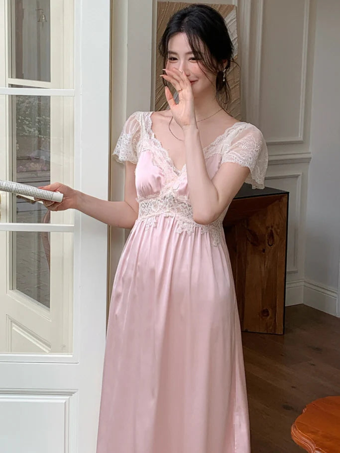 Vintage Light Pink Lace Nightgown