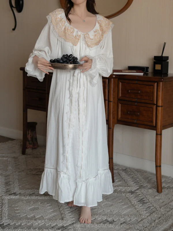 Golden Orchard Two-Piece Lace Loungewear Set