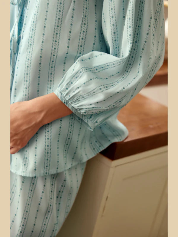 Sky Blue Tie-Front Loungewear Set