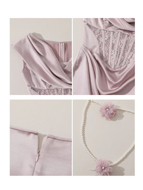 Blush Pearl Drape Gown