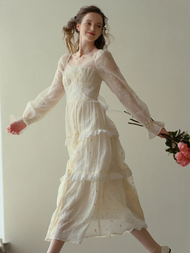 Lace Bloom Tiered Dress