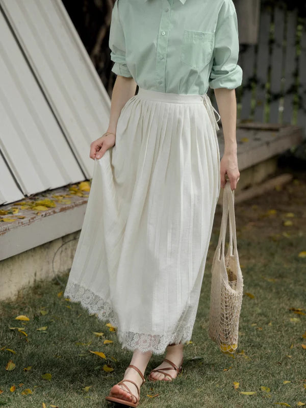 Emma's Blooming Pleats White Skirt