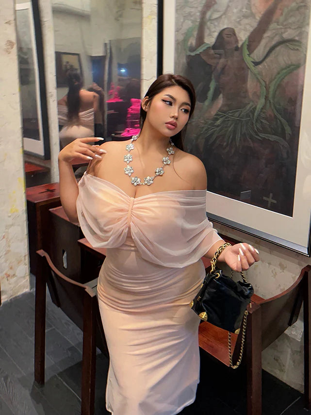 Fairy Veil Draped Mesh Dress