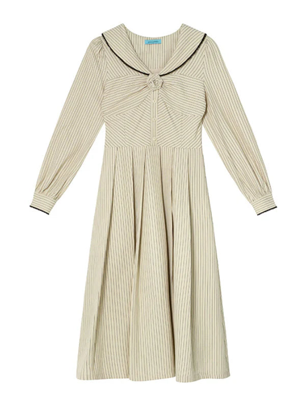 Striped Sailor Collar Dress