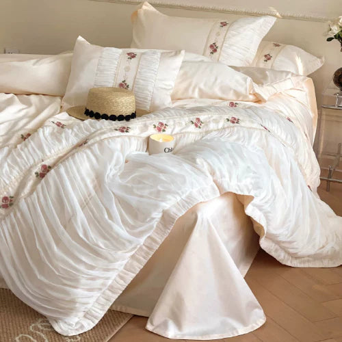 French Rose Silk Bedding Set