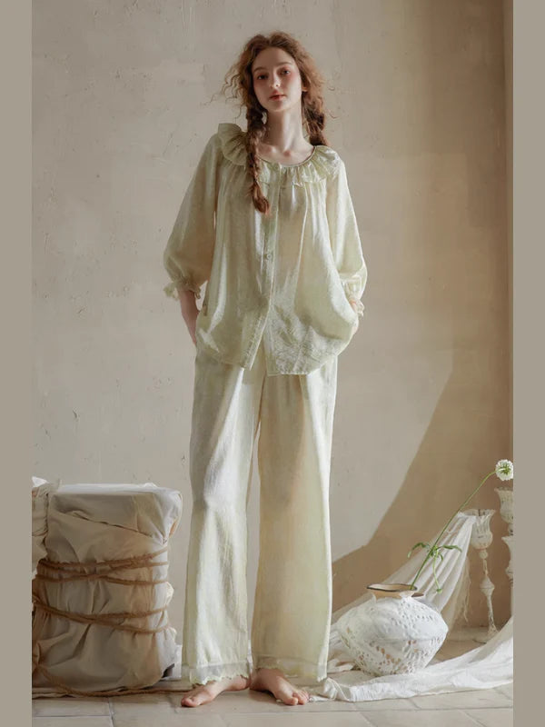 Ethereal Ruffled Floral Nightwear Set