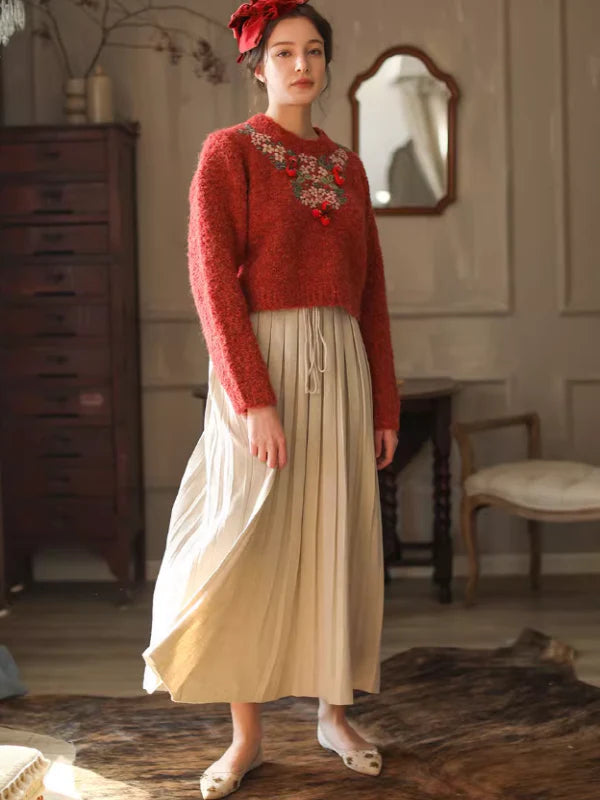 Sophisticated Pleats Soft Long Skirt