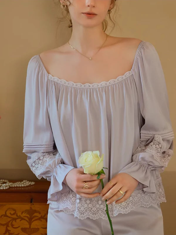 Lavender Dream Lace-Trimmed Pajama