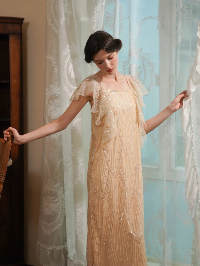 Golden Hour Sequin Mesh Slip Dress