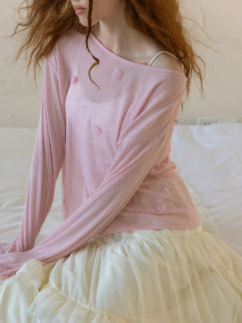 Soft Blossom Ribbed Knit Top