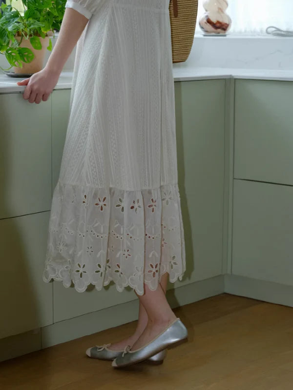 White Flower Lace Summer Dress