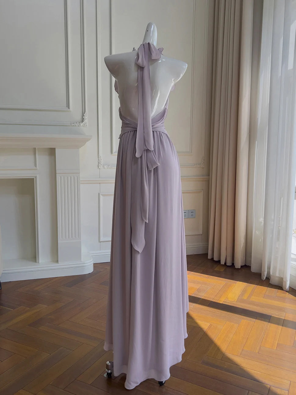 Lilac Rose Ruffle Chiffon Dress