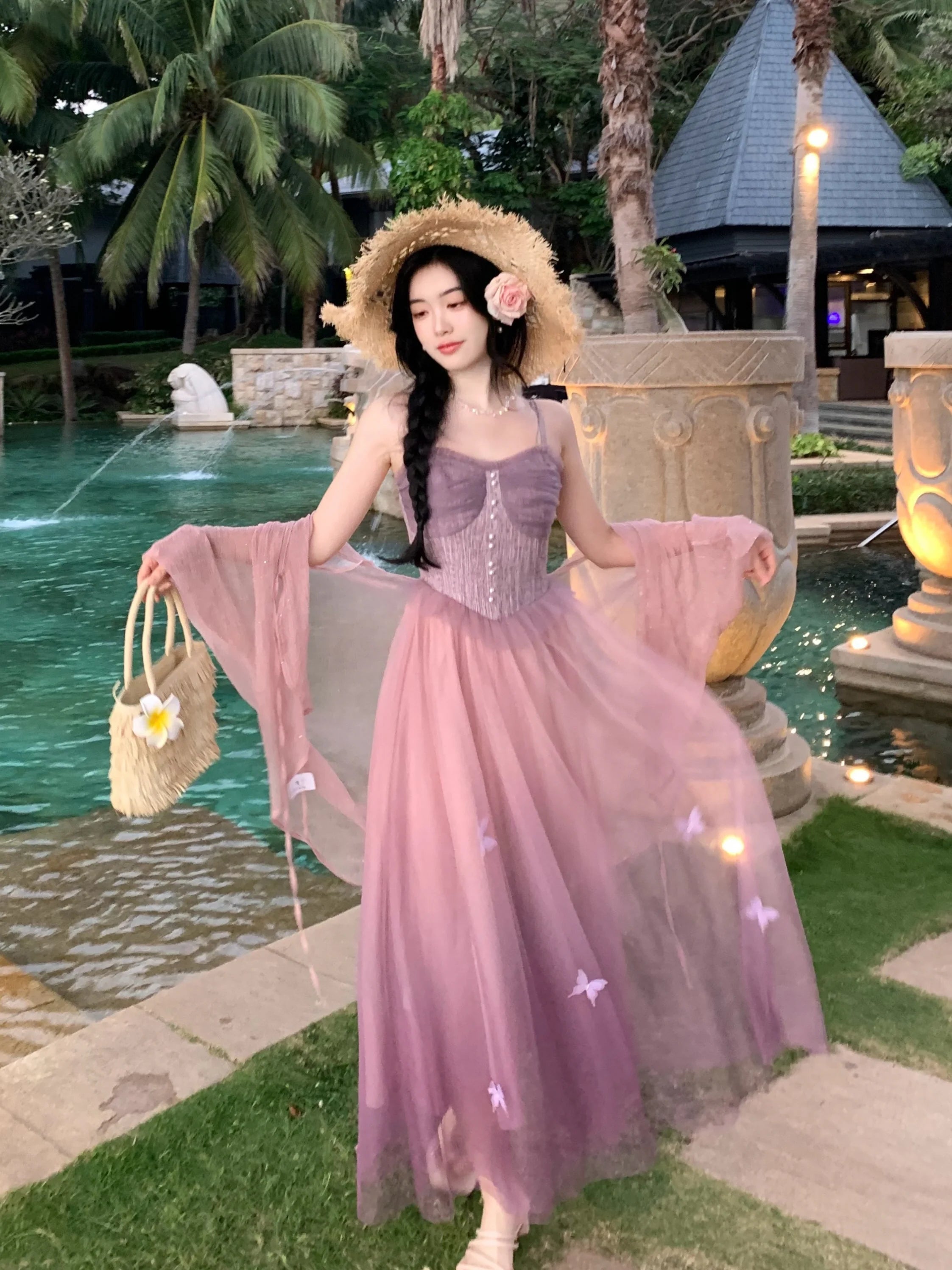 Ethereal Lavender Butterfly Dress