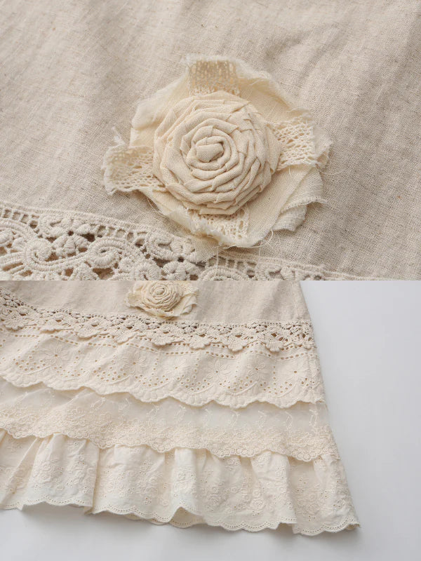 Linen Lace Garden Blouse and Skirt