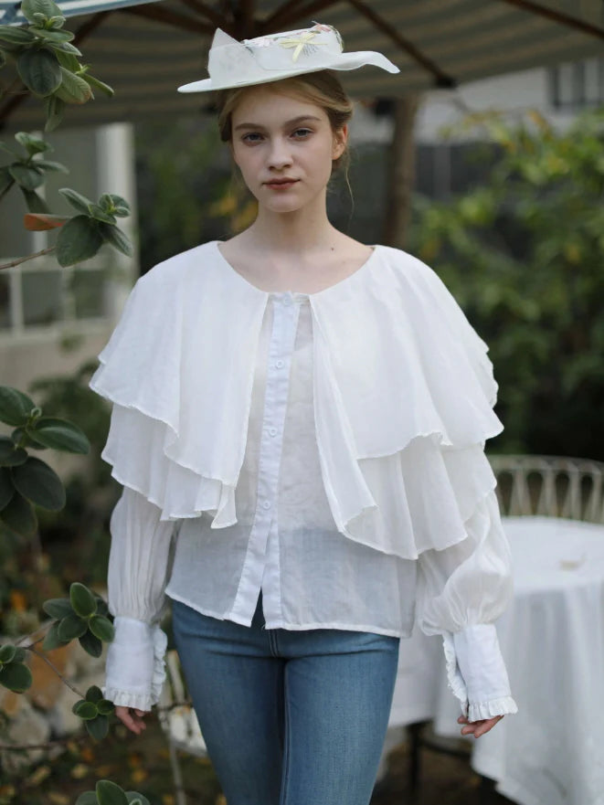 Ruffled Cloud Linen Blouse
