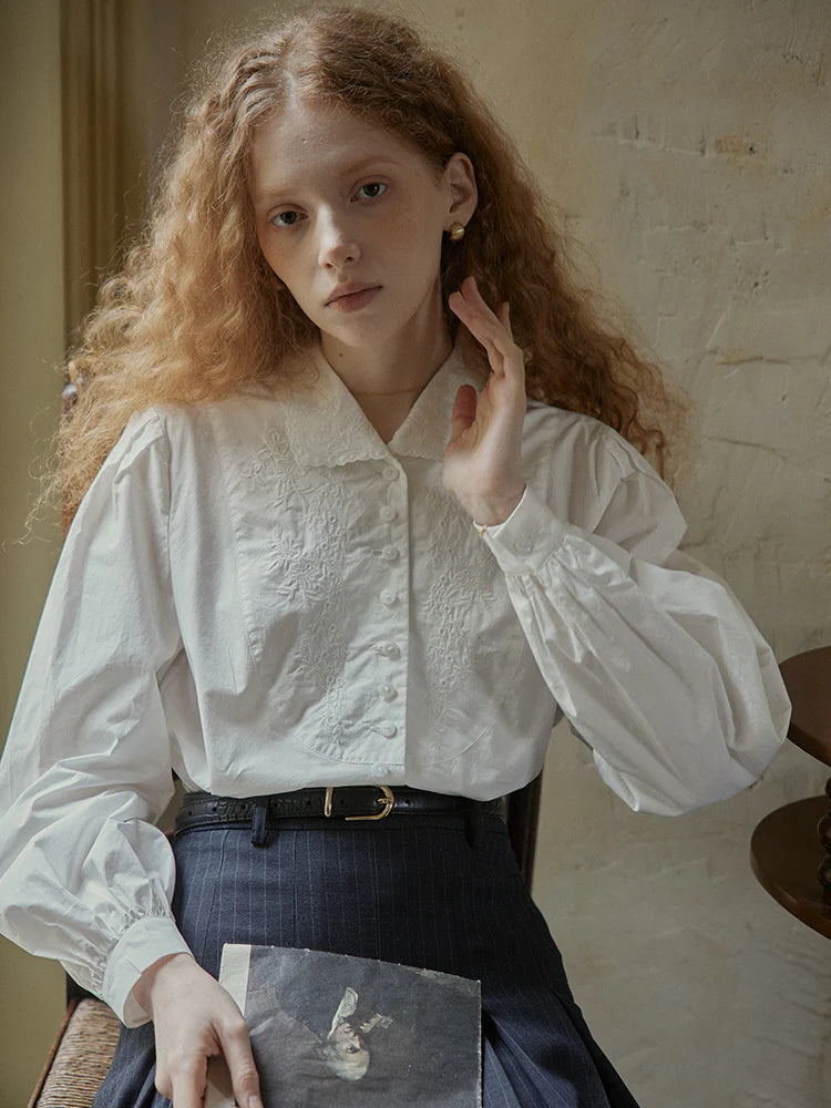 Embroidered Victorian Cotton Blouse