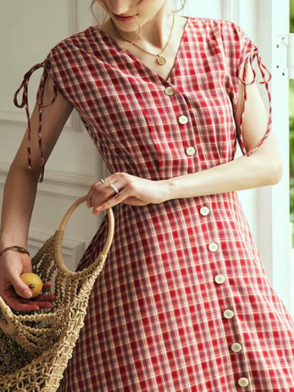 Vintage Checkered Charm Dress