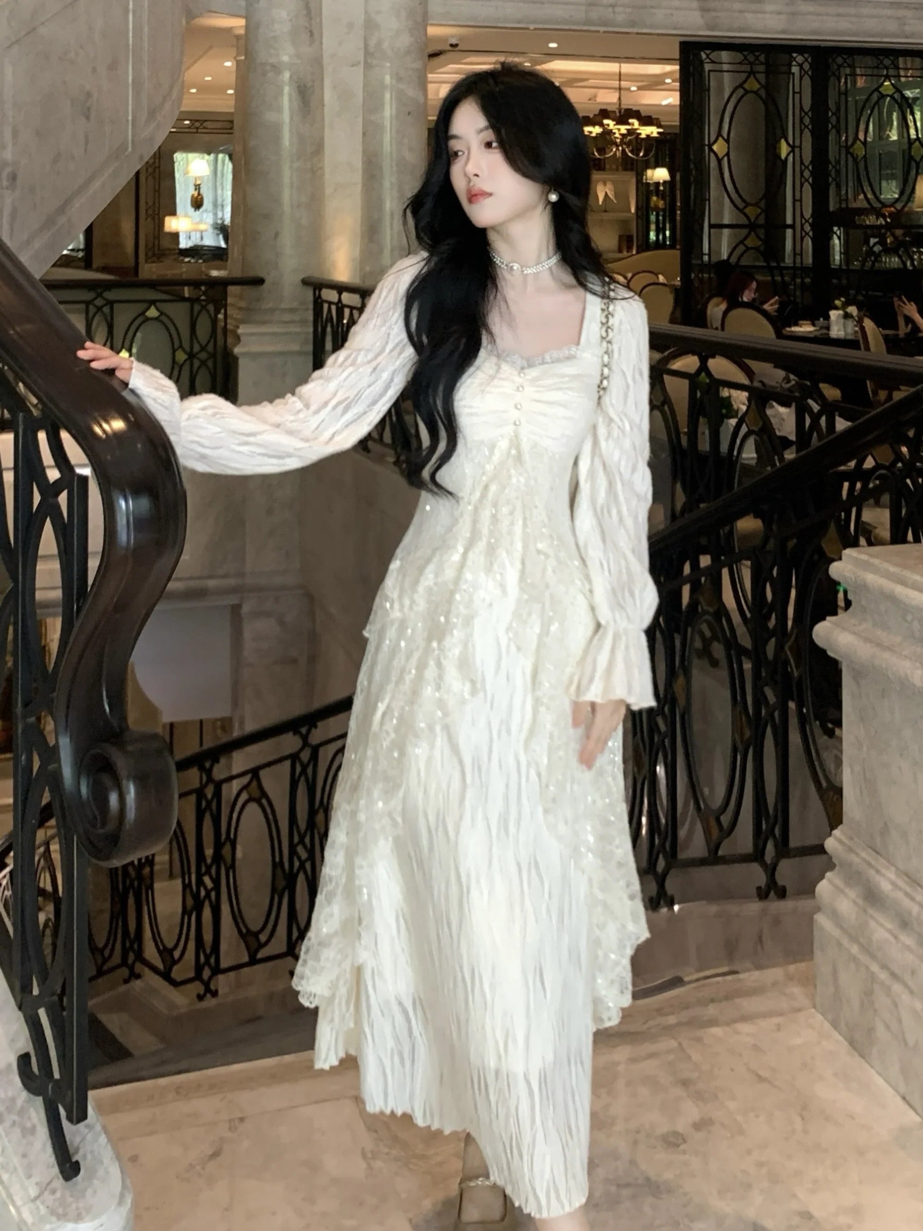 Ethereal Lace Sequin Dream Dress