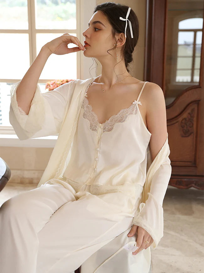 Serenity Lace Ivory Loungewear Trio