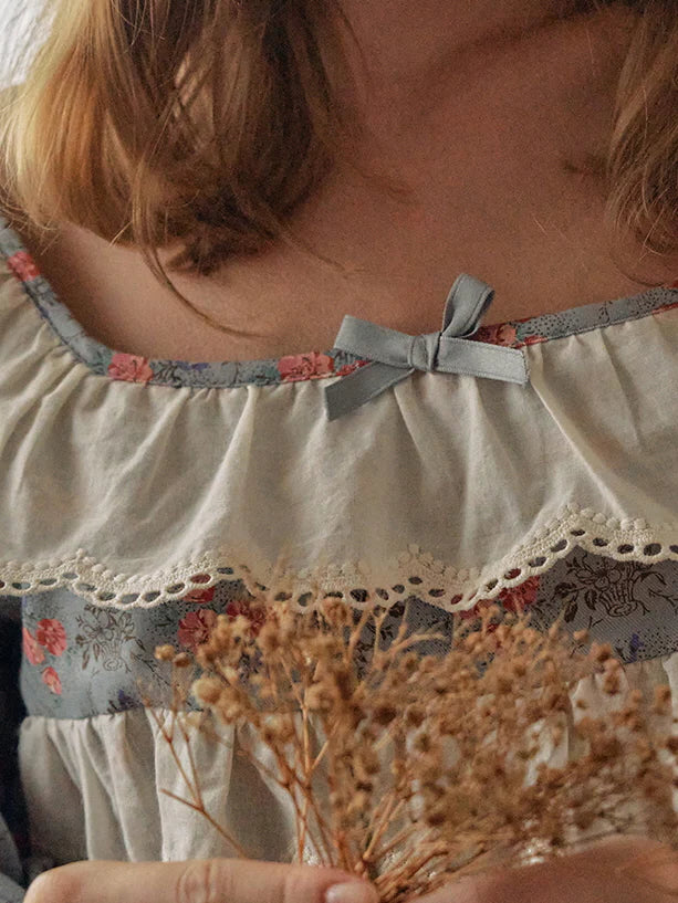 Whispering Blooms Lace-Trim Nightgown