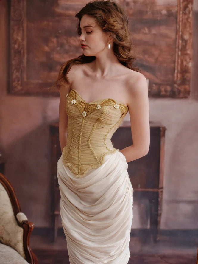 Golden Petal Embroidered Corset