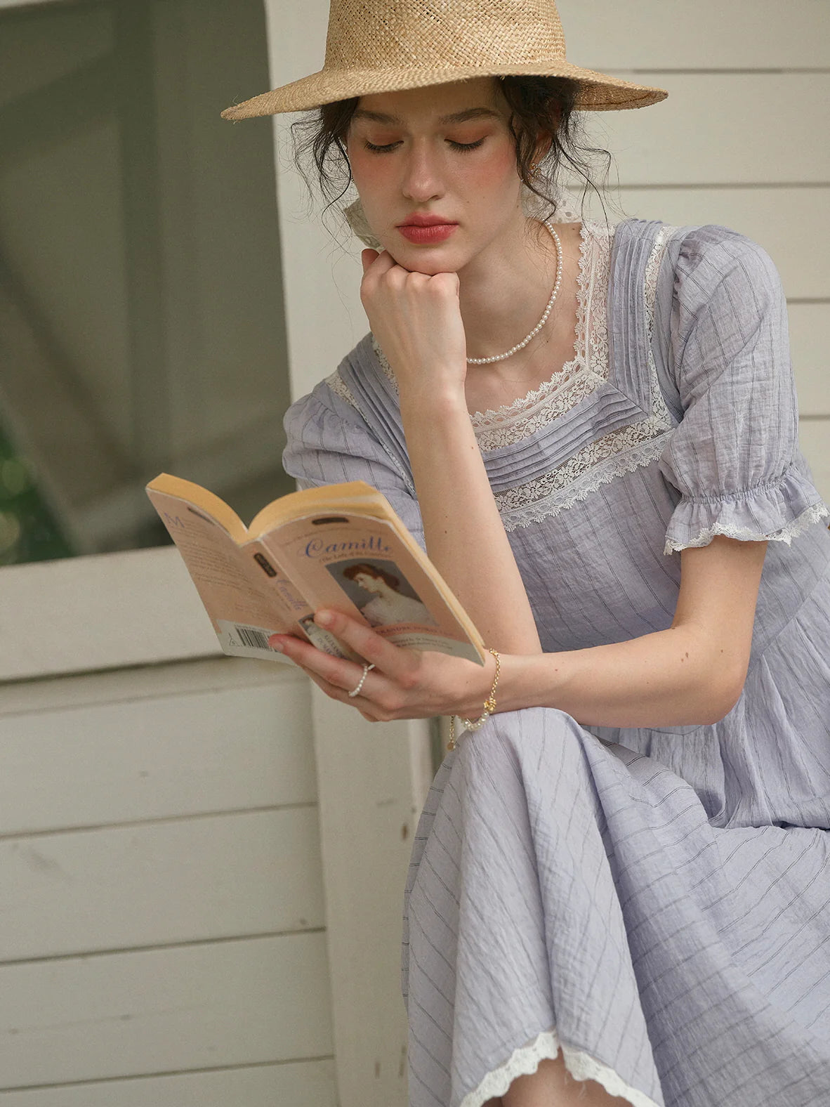Sophia's Lace Whisper Blue Dress