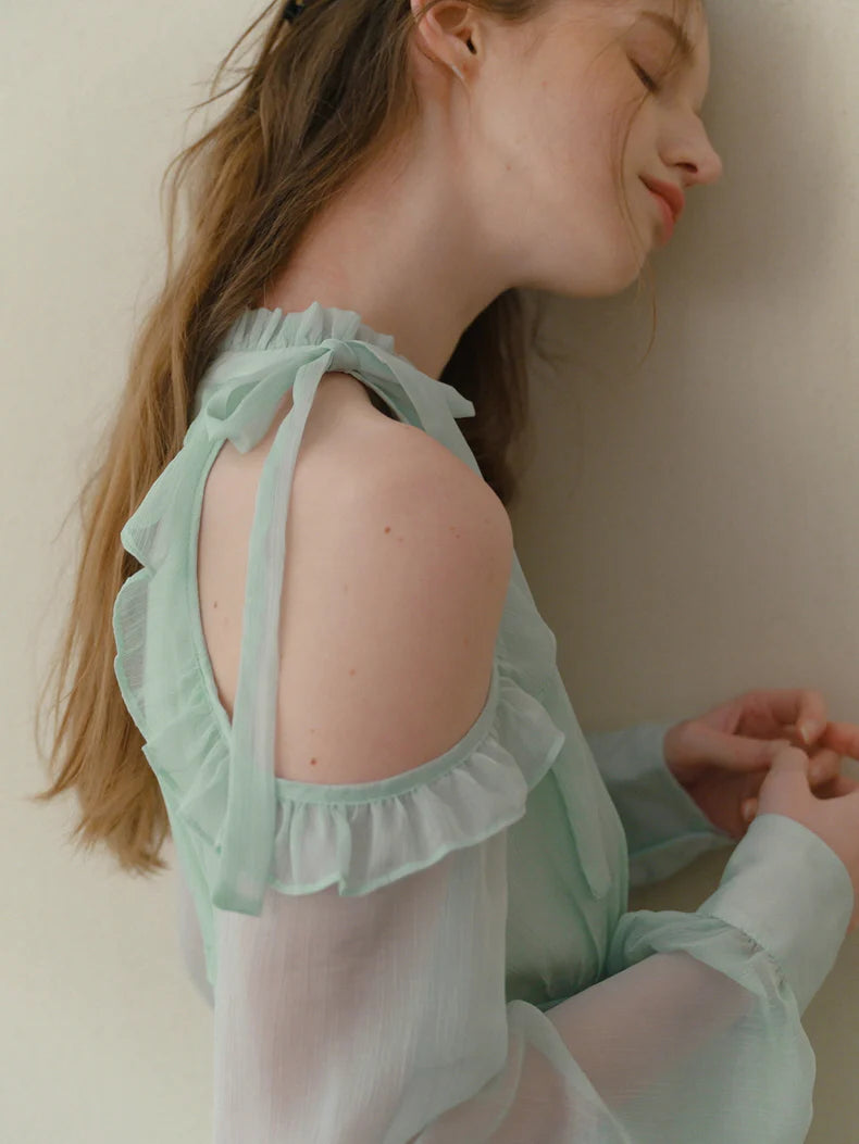 Mint Whispers Cold-Shoulder Dress