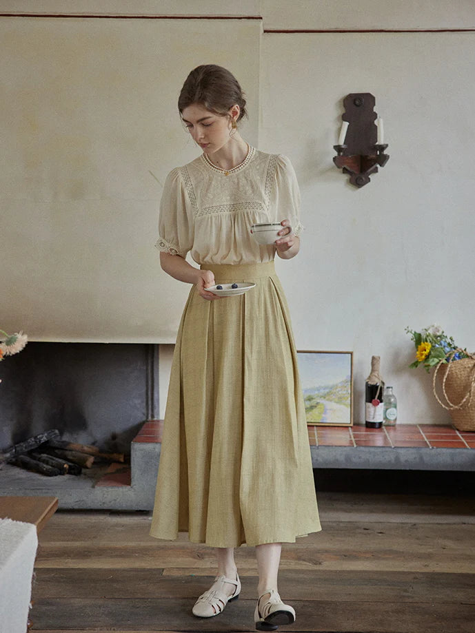 Delicate Floral Lace Trim Blouse