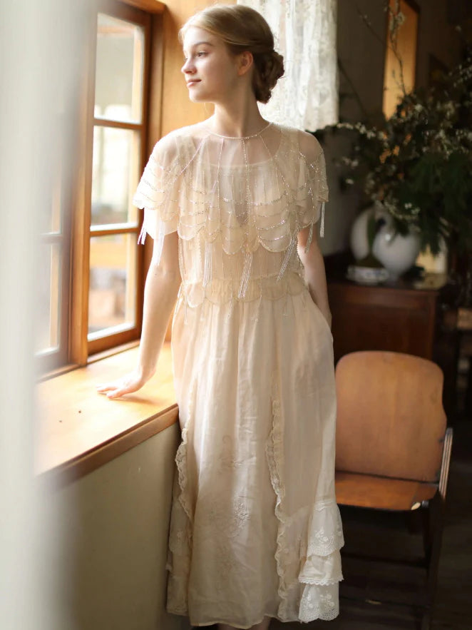 Moonlight Garden Beaded Cold Shoulder Top