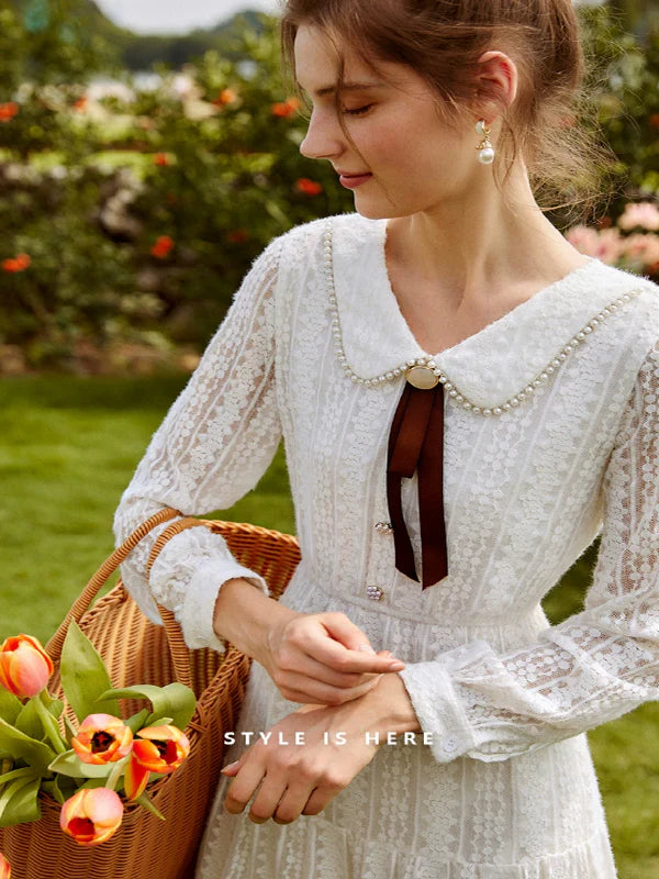 Lace Enchantment in White Dress