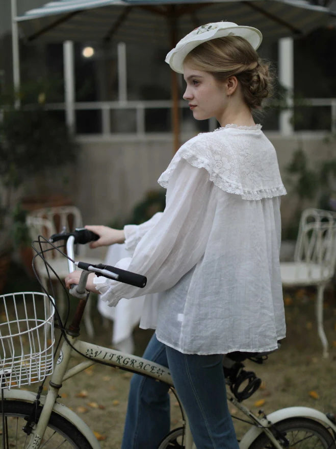 Wild Garden Embroidered Ramie Blouse