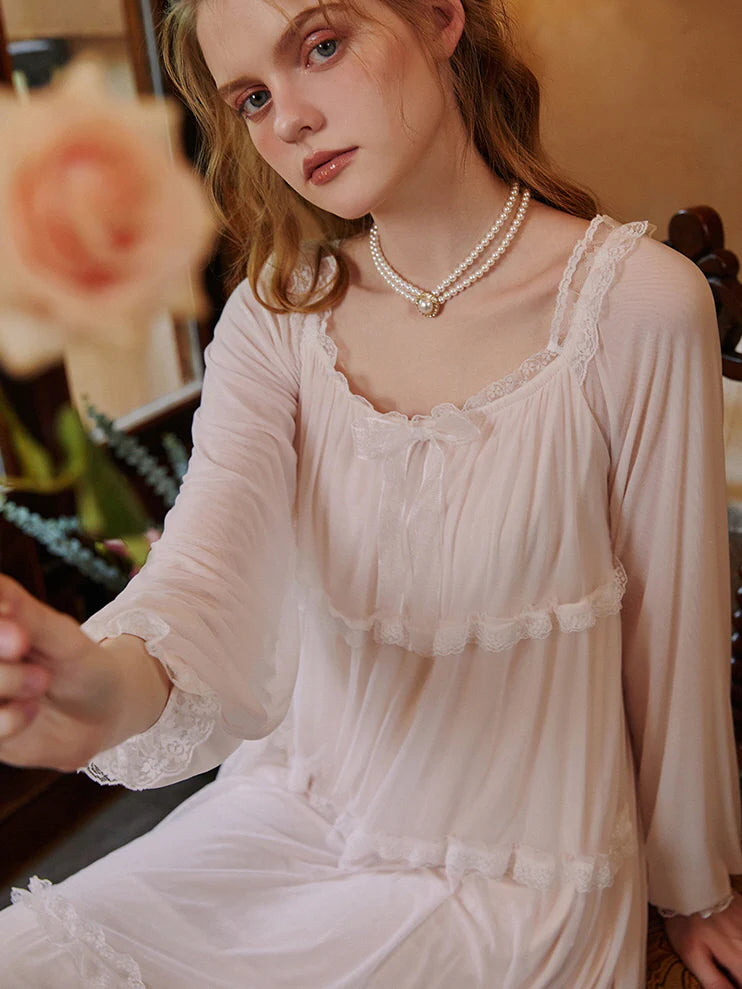 Dreamy Lace-Trimmed Fairycore Nightgown