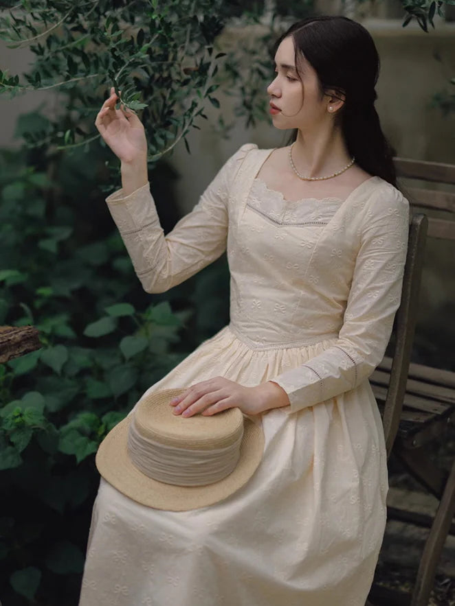 Timeless Elegance Cotton Embroidered Dress