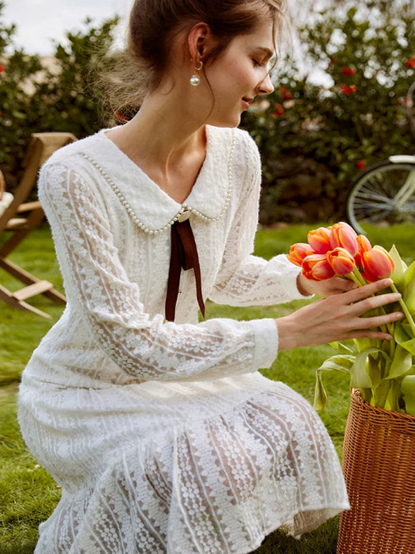 Lace Enchantment in White Dress